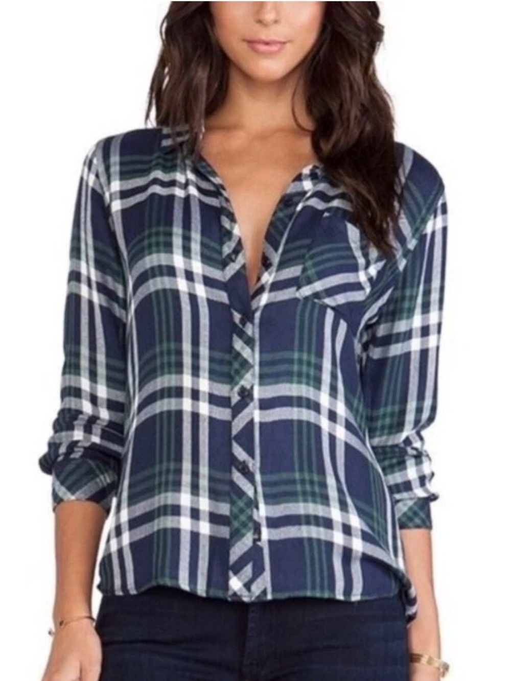 Rails Green Blue Plaid Flannel Long Sleeve Button Shirt Soft Preppy Women’s XS